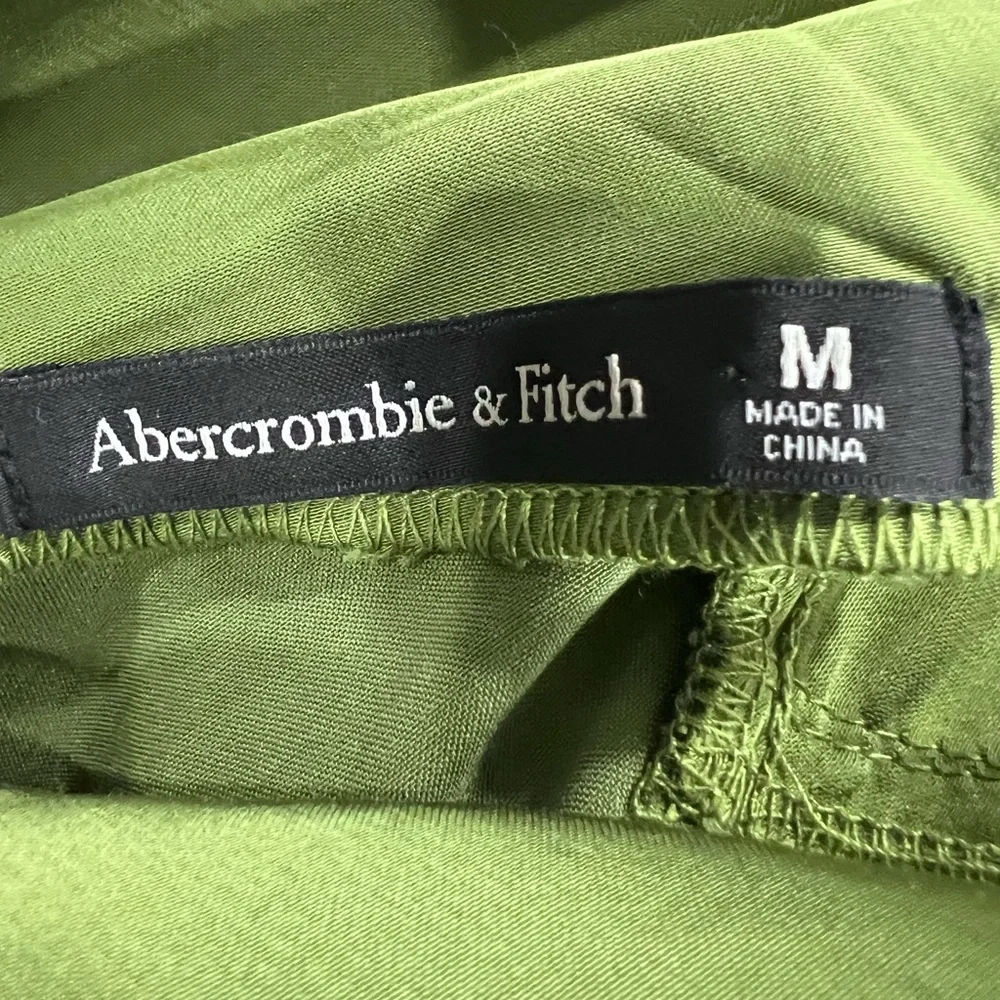 Abercrombie & Fitch Olive Green Satin Maxi Slip Dress